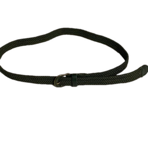 Tabi braided belt with leather ends and metal buckle